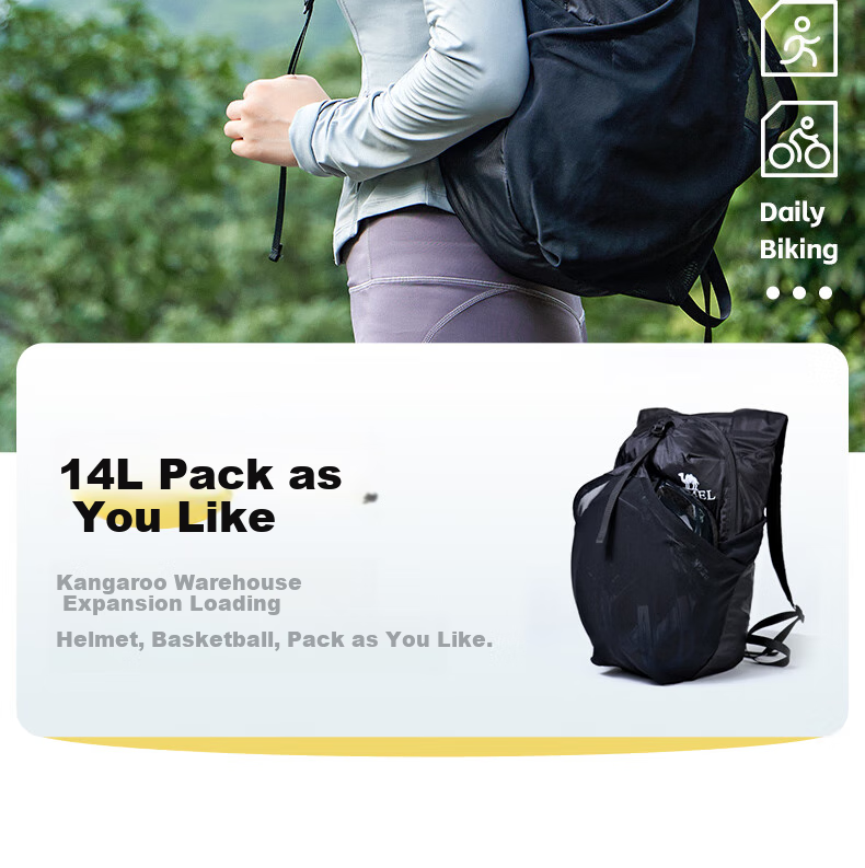 CAMEL Outdoor Cycling Backpack, Sports Rucksack, Lightweight Foldable Hiking Bag W9B318013B Black 6