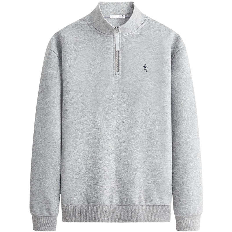 Dance with Wolves [Anti-Static & Heat Retention] Half-Zip Stand Collar Sports Sweatshirt Comfortable Men's Sweatshirt 004 Heather Gray L