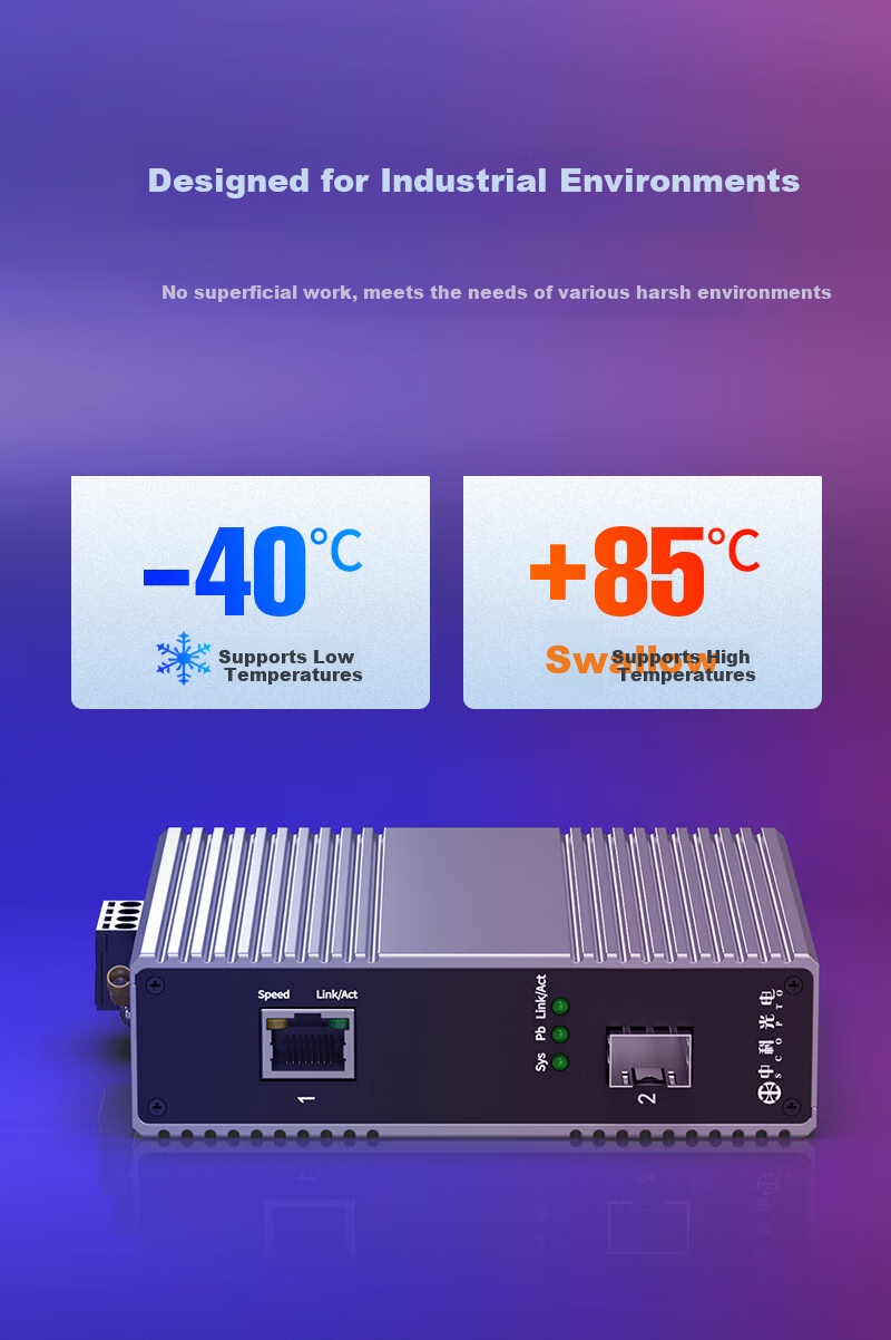 Zhongkeguangdian Industrial-Grade Fiber Optic Switch, 1 Gigabit Ethernet Port + 1 Gigabit Optical Port, Fiber Optic Transceiver, Optical-Electrical Converter, DIN Rail Mount, ZK-7000 2