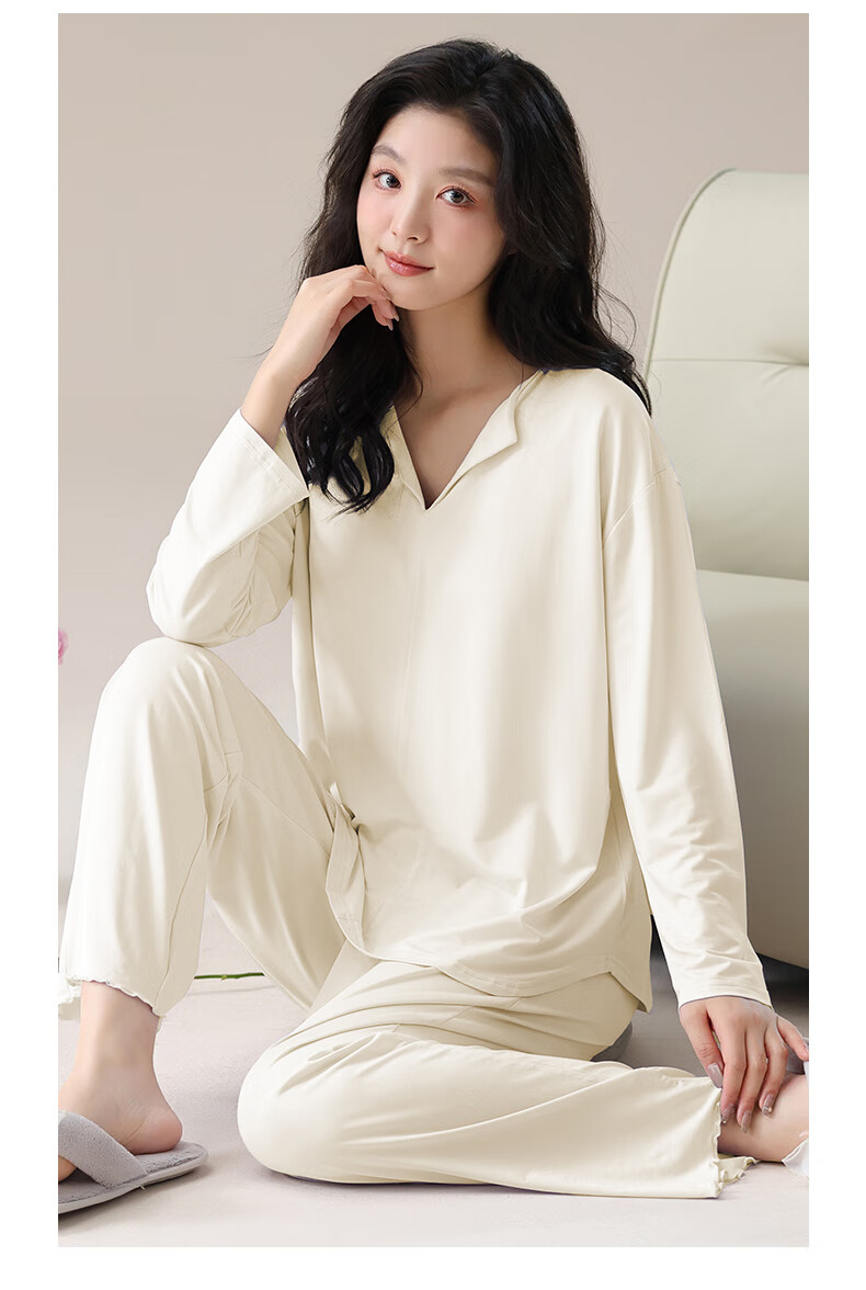 Yalu Women's Pajamas with Built-In Bra Pads, Autumn Long-Sleeve Long Pants, Loose-Fitting Pullover Loungewear, Comfortable And Suitable for Outdoor Wear 5