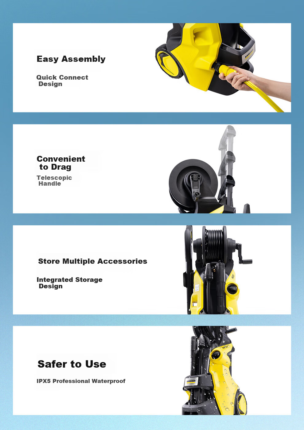 KARCHER German High-Pressure Car Washer, Household Car Washing Water Gun, High-Pressure Water Gun for Cleaning Courtyard, K4 Upgraded Version K4 PPC 16