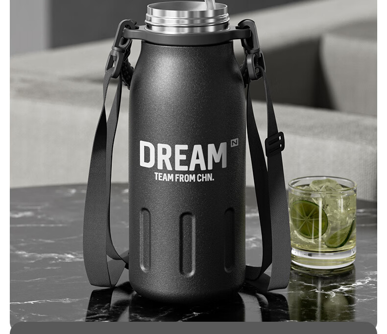 NRMEi Insulated Thermal Flask Dual-Use Large Capacity Men's Portable Outdoor Sports Student Straw Water Bottle Cup 7