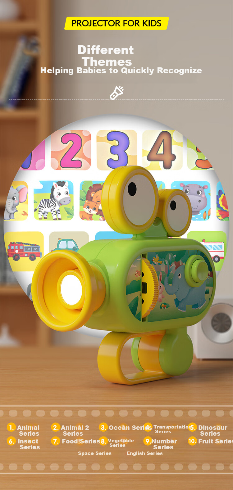 Martin Brother Children's Toy Projector Flashlight, Light-Up Slides, Baby Early Education Flashlight Light Toy, 96 Patterns 2