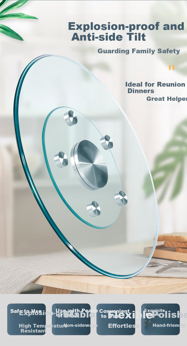 Jinguan Dining Table Lazy Susan Tempered Glass Turntable for Hotel Restaurant Canteen Round Base Auxiliary Rotating Plate Diameter 68CM 2