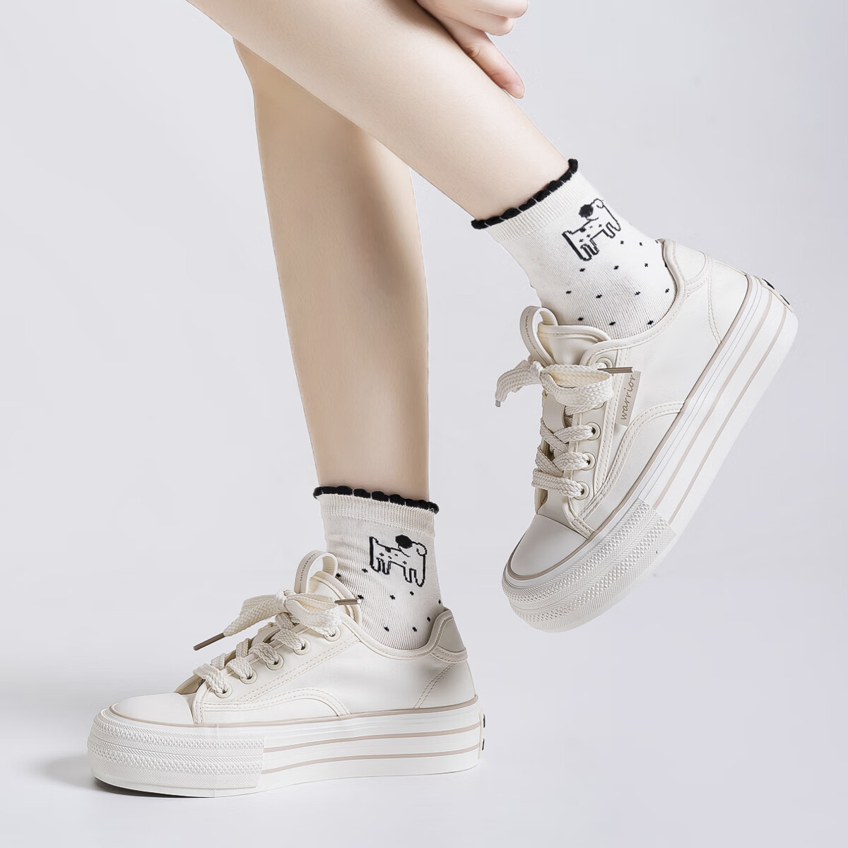 Huili Official Women's Canvas Shoes, Flat Comfortable Classic Sneakers, Casual Shoes WXYH726T, Beige, Size 37
