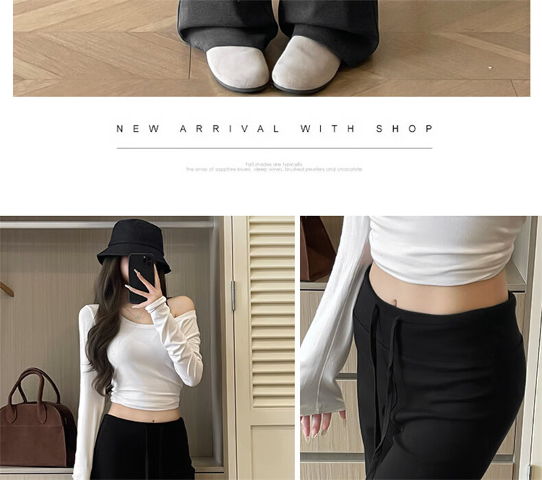 Langsha Women's Draped Wide-Leg Pants 2026 Spring New High-Waist Casual Loose Sports Slim Straight Sweatpants 7