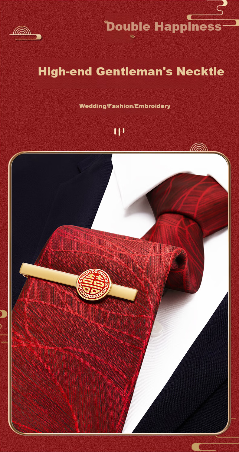 Luomeng Men's Business Formal Wear Patterned Tie, 8cm Hand-Tied, for Interviews, Gifting, Boyfriends, Wedding Groom, Groomsman, Red Gift Box Packaging 1