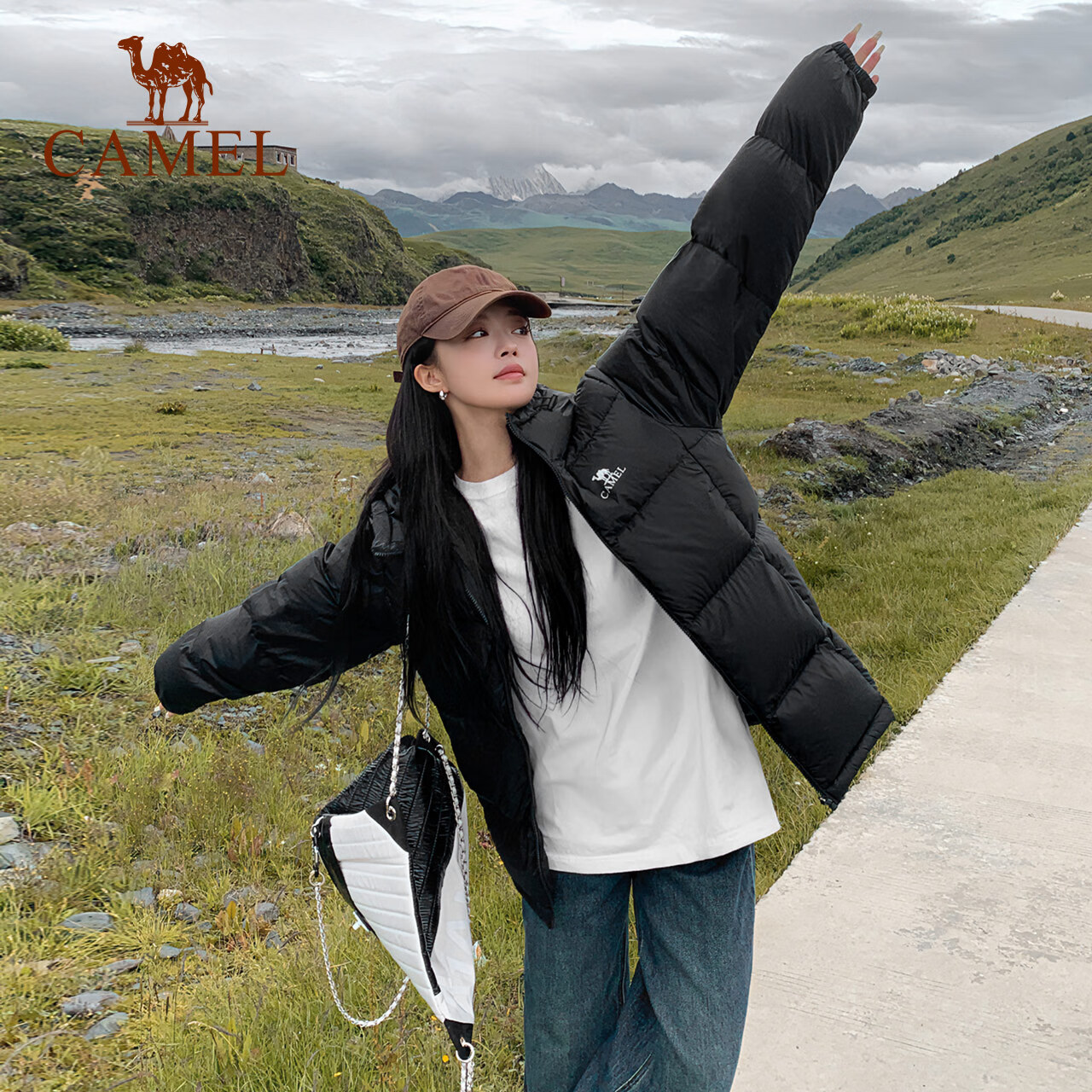 CAMEL Outdoor Down Jacket 600 Fill Power Men and Women New Short Thick Coat Bread Service