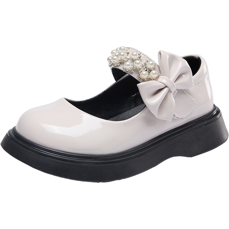 Eierkang Kids Autumn Girls Leather Shoes School Essential Performance Student Shoes Fashion Single Shoes Children's Princess Shoes Off-White 37