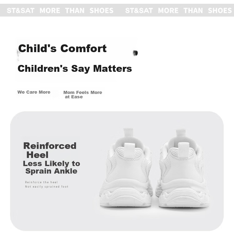St&Sat Boys' Sports Shoes, Children's White Sneakers, Running Shoes for Girls, Breathable Mesh with Rotating Buckle, Gardenia White 12