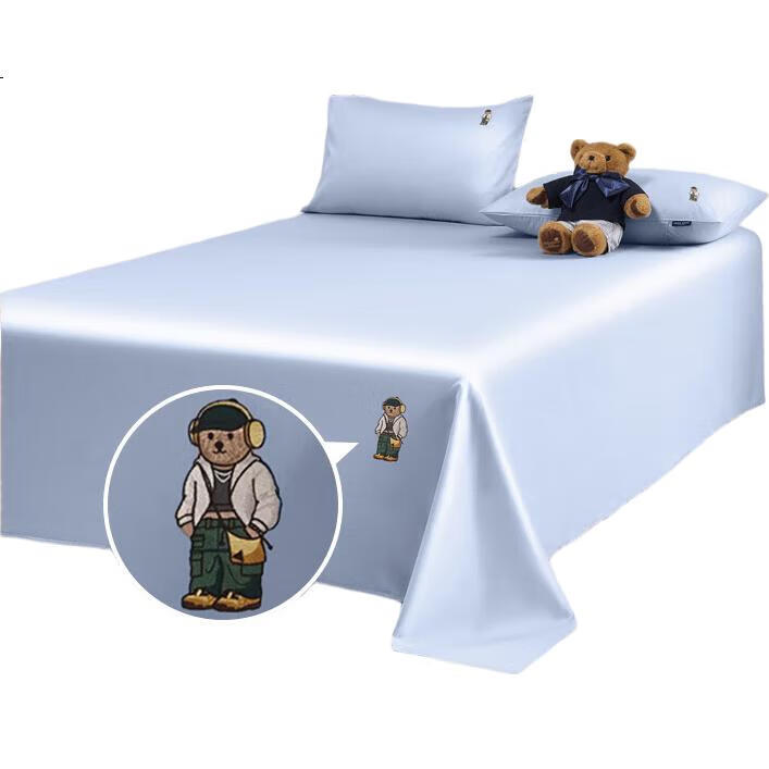 Простыня Teenie Weenie Cotton Bed Sheet Single Piece, 100% Класс А Чистый хлопок, 100 Длинноволокнистый хлопок, Утолщенная вышитая плоская простыня для кровати 1.5м