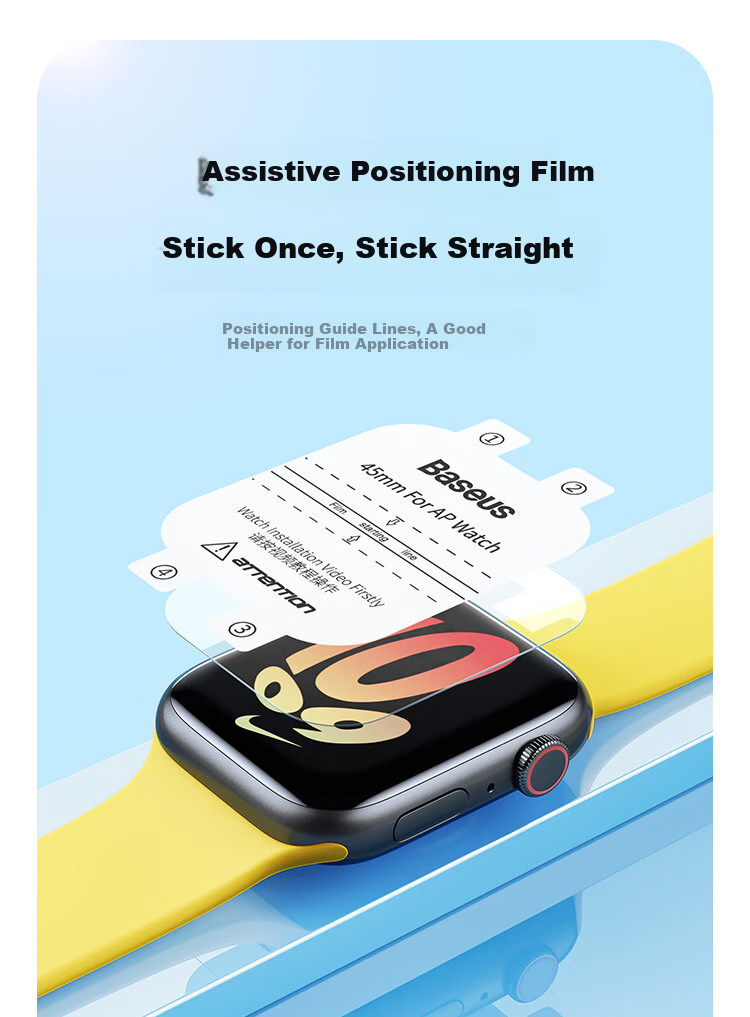 BASEUS [Edge Protection Compensation] Compatible with Apple Watch S12 Protective Film, S12 Watch Film, S11 Universal Apple Watch Protective Film, S10 Protective Film, Apple Watch Double Layer 6