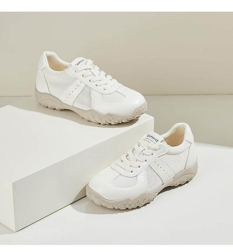 DAPHNE Women's Sports Casual Shoes, Lightweight Breathable, Height-Increasing Low-Top Lace-Up Training Shoes, Comfortable Travel Shoes, Beige, Size 36 22
