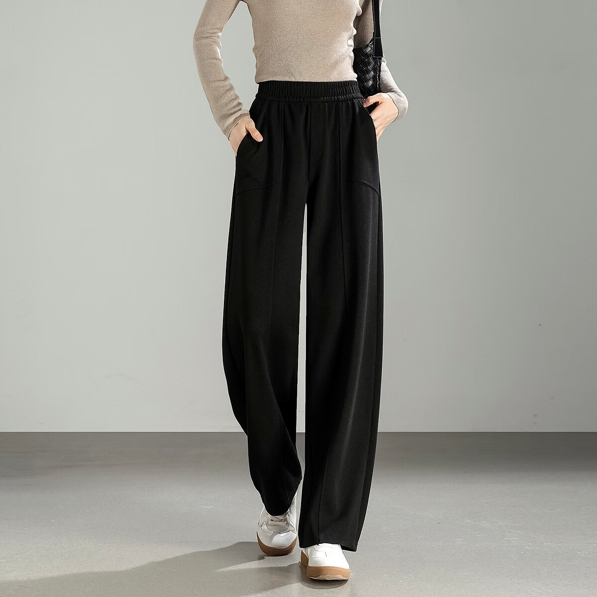 Demana [Rescue for Thick Legs] Autumn Simple Style Pineapple Pattern Curved Blade Loose Fit Slimming Sweatpants Women's Casual Pants