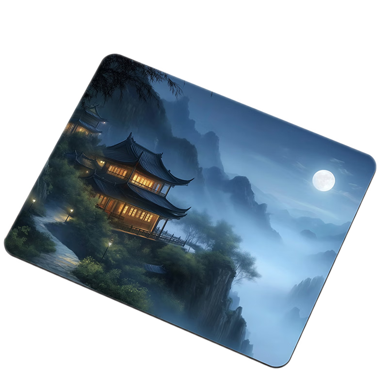 Juyingfeng Mouse Pad, Small Size, Anime Style, High Aesthetic Value, Desk Mat for Men And Women, Premium Office Gaming E-Sports FPS Smooth Pad, 26*21cm, Bamboo Forest And Sea