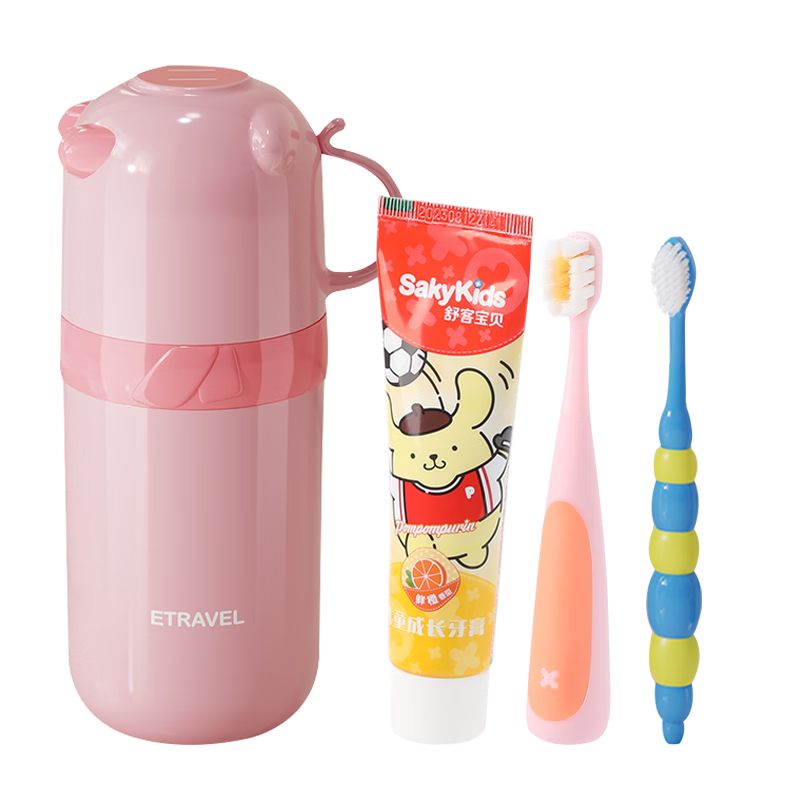 Etravel Kids Toothbrushing Cup Set with Rinse Cup, Toothbrush, Toothpaste - Cute Cartoon Design [Includes Children's Toothbrush and Toothpaste]