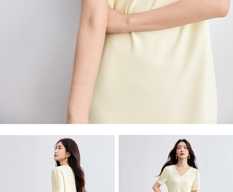 Sentubila V-Neck Patchwork Curved Hem Sequin Embroidered Short Sleeve Dress for Women Summer Elegant Mid-Length Dress 17