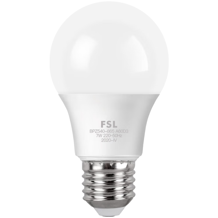 Foshan Lighting (FSL) LED Energy-Saving Bulb 7W White Light E27 Large Screw Base 6500K Pack of 5