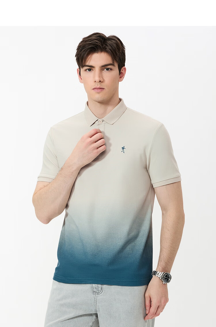 DANCING WOLVES [Gradient] Short-Sleeve Polo Shirt for Men, Summer Cool-Feeling Quick-Dry Breathable Business Casual Versatile T-Shirt Top for Me 16