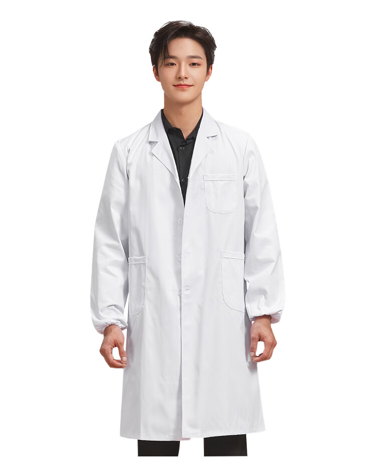 Gongpinxing Unisex Long Sleeve White Lab Coat Workwear Intern Laboratory Long Sleeve L 2