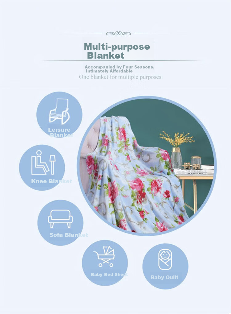 FUANNA Flannel Blanket - Flower Fairy Design, Multi-Purpose Small Throw Blanket, Single Layer, Home Use, Warm Small Blanket 7