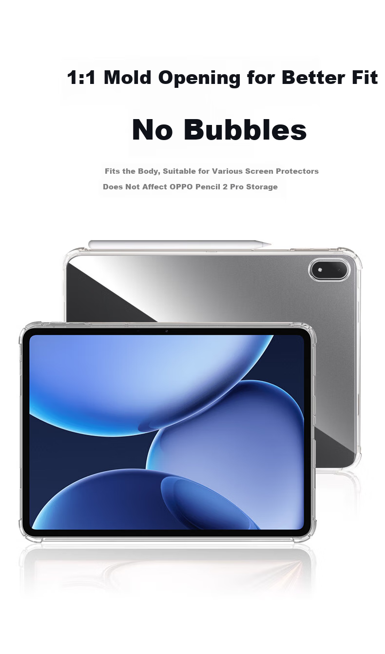 Freeson Protective Case for OPPO Pad 4Pro, 13.2-Inch Tablet, Slim Full Coverage Shockproof Crystal Clear TPU Soft Shell with Air Cushion Corners for Impact Protection, Transparent 3