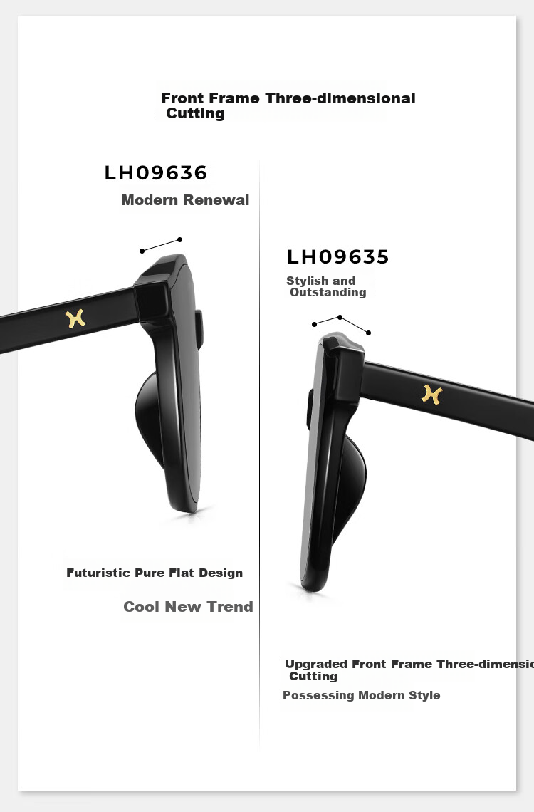 LOHO 2024 New Women's Sunglasses, Mirror Finish for A Luxurious Look, Small Frame, Acetate Material, Round Frame, Fashionable Eyewear, LH09636 Black 5