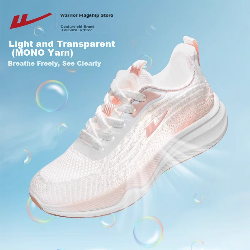 Warrior Women's Shoes, Autumn Breathable Casual Sneakers, Shock-Absorbing Running Shoes for Women, 458c White-Pink, Size 35