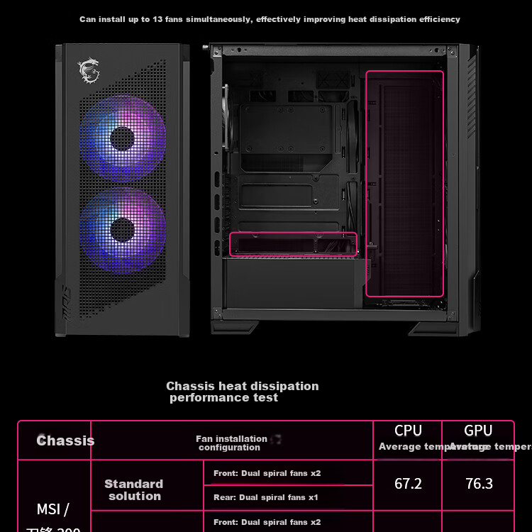 MSI Knife Edge 300R Black MPG VELOX 300R AIRFLOW PZ Desktop Computer Case (Built-In Graphics Card Bracket, 360mm Water Cooling Support, Compatible with ATX Rear-Mounted Motherboard) 8