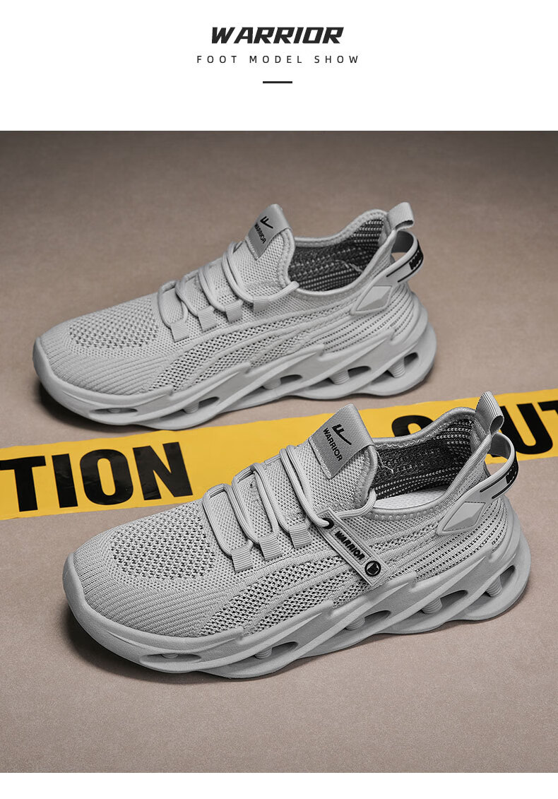 Warrior Official Men's Summer 2026 New Breathable Mesh Running Shoes Lightweight Shock Absorption Sports Shoes in Beige and Green 20