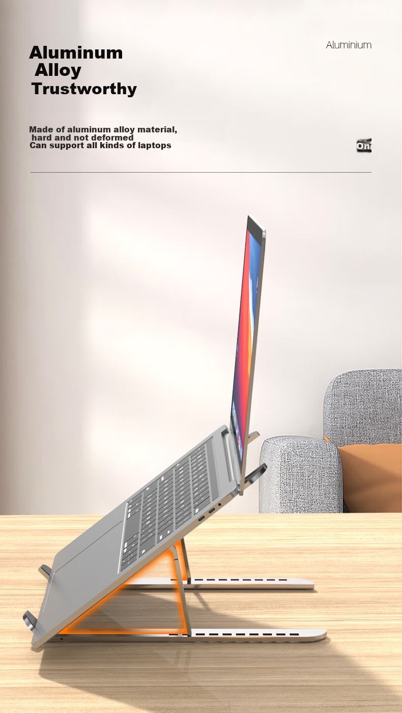 JPLAYER Laptop Stand, Computer Cooling Stand, Foldable Height-Increasing Stand, Portable Adjustable Vertical Handheld Laptop Stand, for Gaming Laptops, Apple Mac, Lenovo Legion, Huawei Computers, Black 2