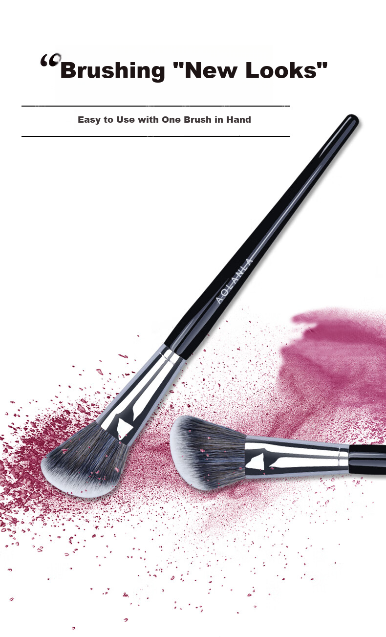 AOLANLA Master Series Angled Contour Brush, Multifunctional Blush, Highlighter, Side Shadow Makeup Brush for Face Contouring, with Dust Cover 2