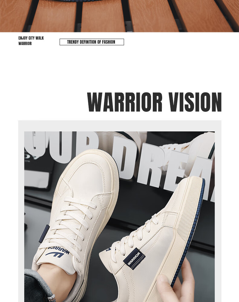 Warrior Official Men's Breathable Fashion 2026 Summer Sneakers Casual Shoes Men Beige Dark Blue Size 42 11