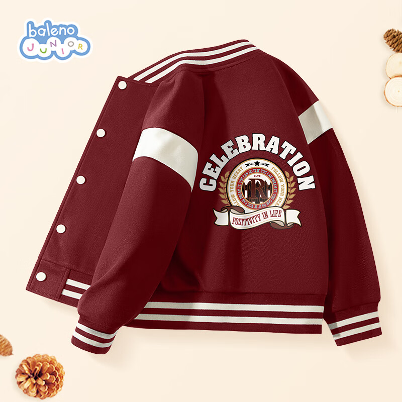 Baleno Boys' Jacket, Spring And Autumn Style, for Older Children, 2026 Trendy Cool Kids' Clothing, Color-Block Baseball Uniform, Children's Spring Casual Jacket