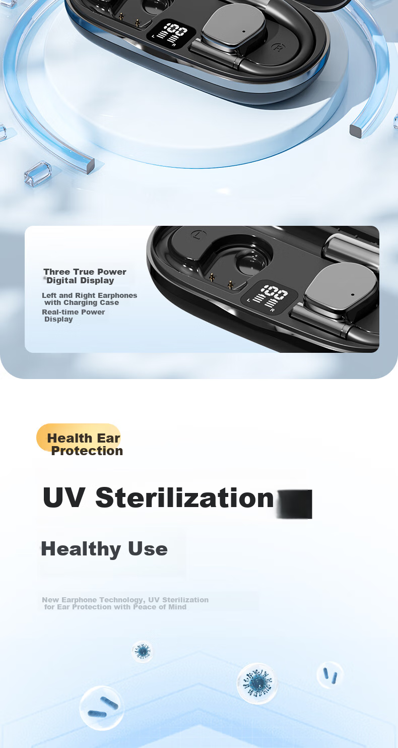 CLAISON Bluetooth Headphones, Ear-Hook Bone Conduction Concept, Non-In Open-Style Wireless Sports Running Cycling Gaming Ear-Clip Headphones, Suitable for Apple Huawei M111 - Off-White 13