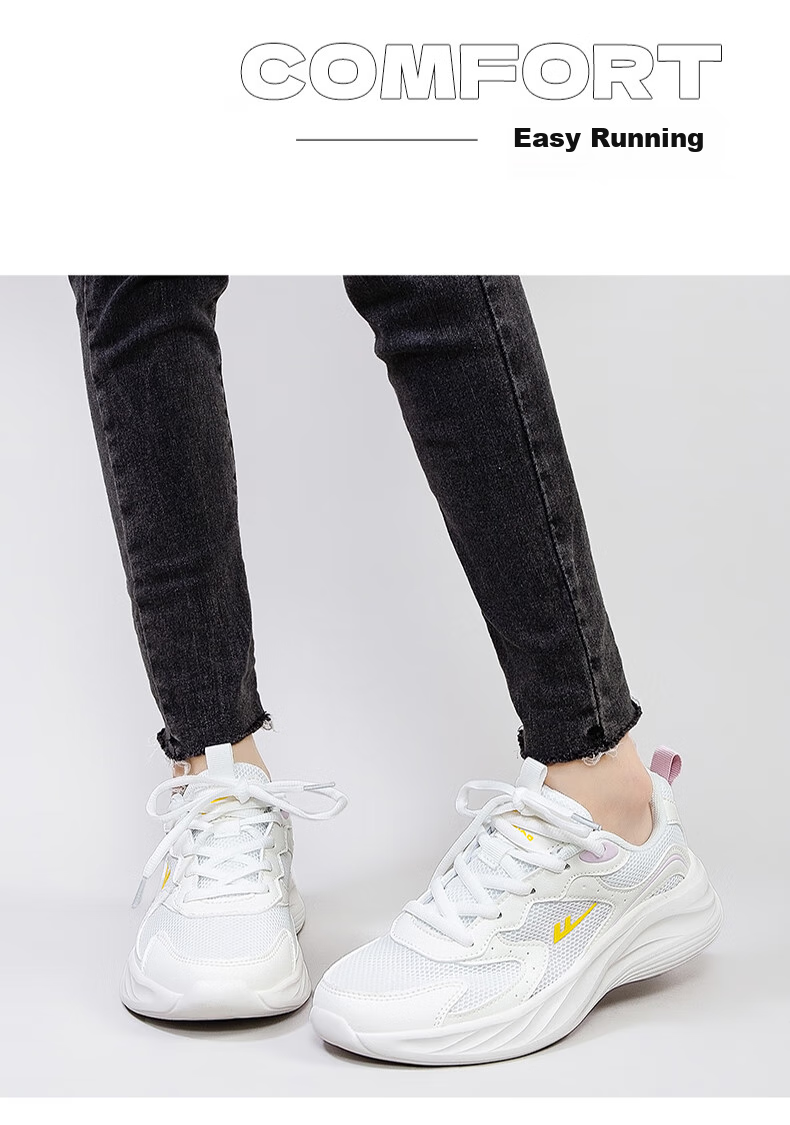 Huili Official Women's Shoes, Summer Breathable Mesh Sneakers, White Women's Shoes, Running Shoes for Women, Black, Size 36 21