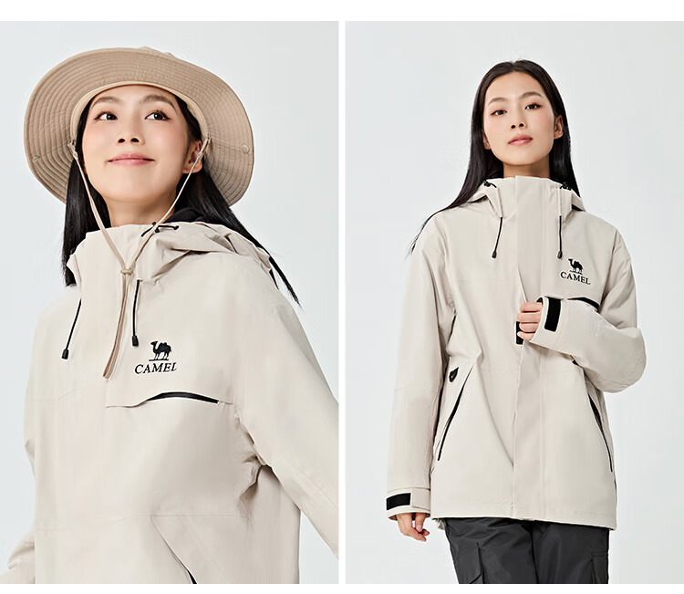 CAMEL [Zhuifengzhe Single-Use] Outdoor Waterproof Windproof Breathable Jacket for Couples Hiking W34CATG603B 21