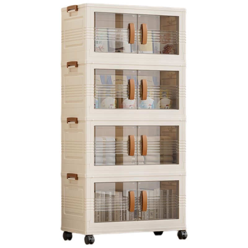 Jinlongxing Foldable Storage Cabinet No-Assembly Storage Box Snack Miscellaneous Clothes Living Room Kitchen Organizer Cabinet