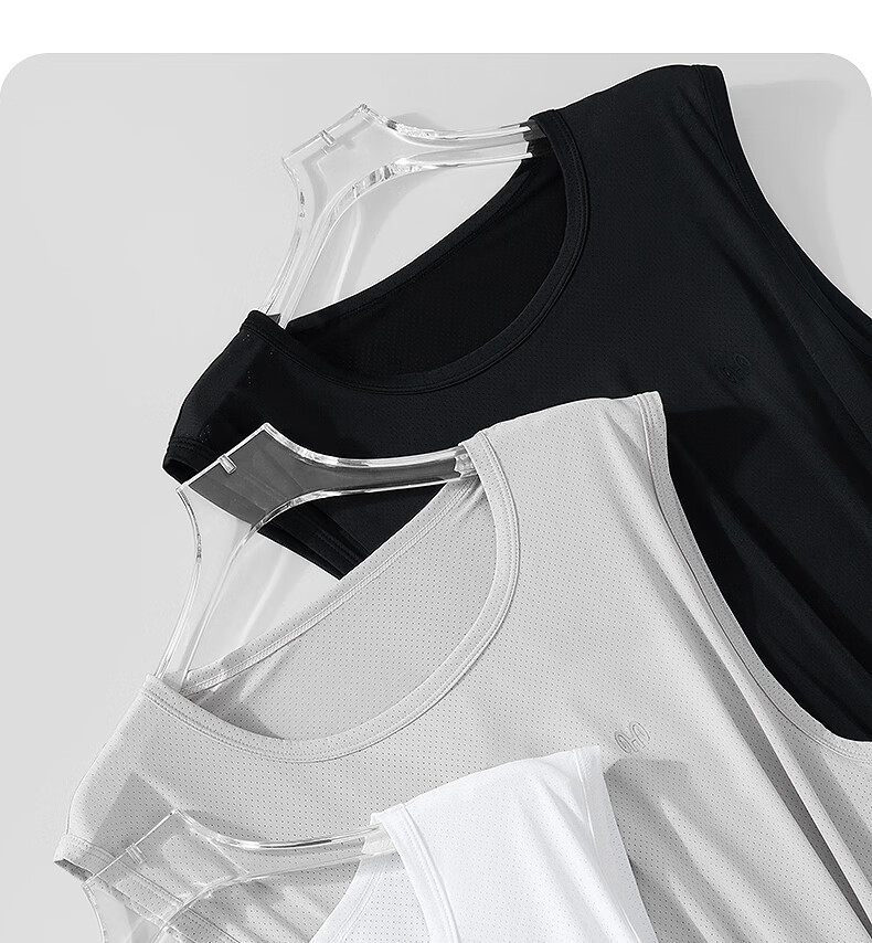 Hengyuanxiang Large Size Ice Silk Men's Tank Top, 10A Antibacterial Mesh, Autumn Wide Shoulder Sleeveless Undershirt, Breathable Quick-Dry Sports T-Shirt 3