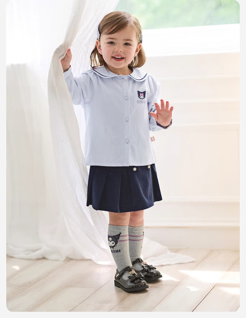 DAVE & BELLA Kuromi Collaboration Children's Mid-Calf Socks, Girls' Autumn School-Style Socks, Stylish 6