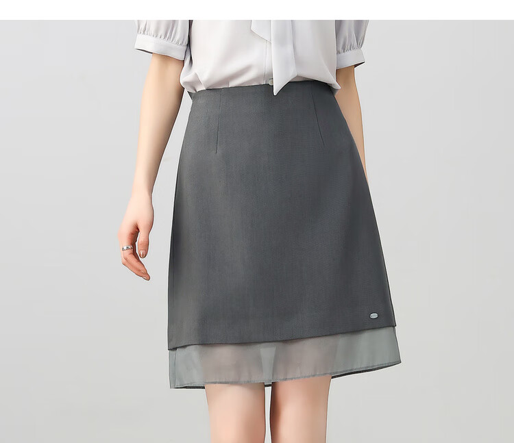 Sentubila Elegant Temperament Commuter A-Line Skirt Women Summer High-End Slim Patchwork Mesh Casual Mid-Length Skirt 2