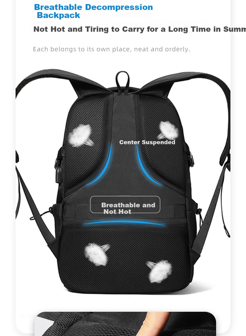 JINSHIWQ Backpack for Men, Large Capacity Business Travel Bag, Laptop Backpack, Hiking Bag, Schoolbag for Middle School, High School And College Students 11