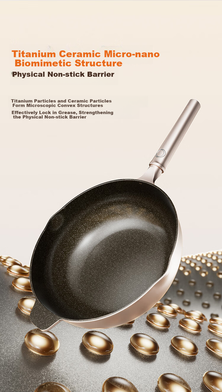 Joyoung 28cm Titanium Non-Stick Frying Pan Stir-Fry Wok Compatible with Induction and Gas Stoves 7