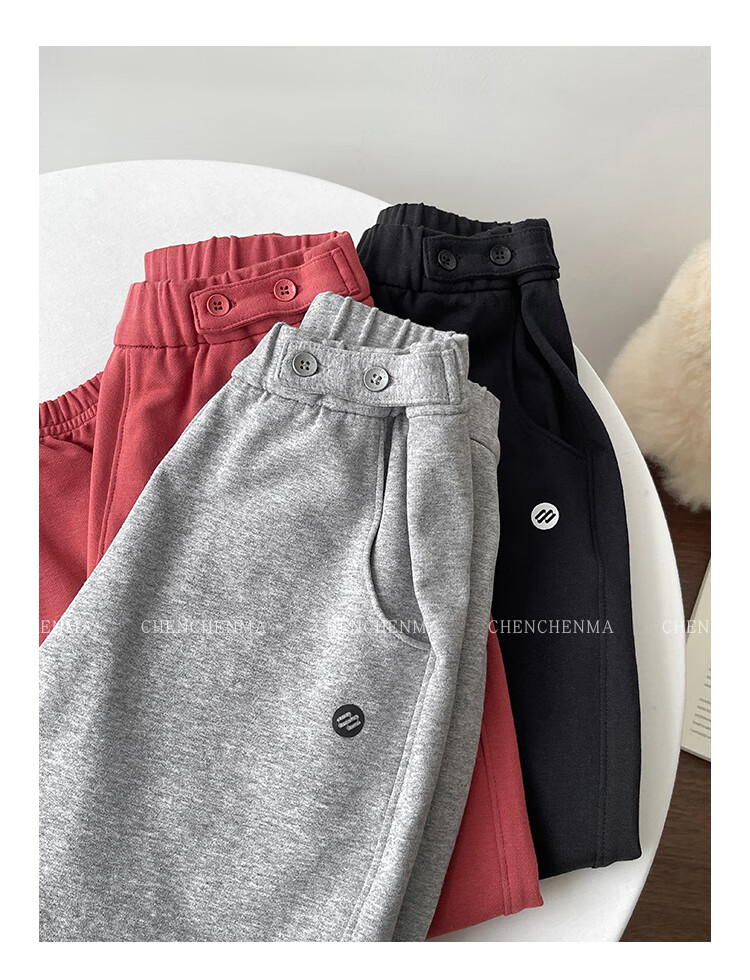 Chenchenma [Free Travel] Children's Autumn Elastic Sweatpants, Adjustable Waistband, Casual Boys' Trousers 34