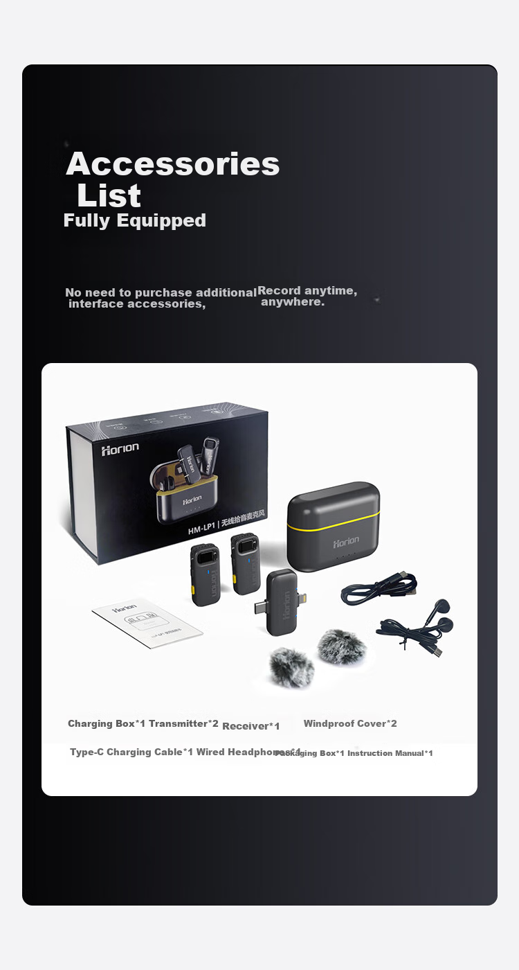 Horion Wireless Lavalier Microphone for Live Streaming, Recording, Anchoring, Outdoor Noise Reduction, Sound Card, Mobile Phone Live Streaming, Product Promotion, Interviews, And Video Recording HM-LP1 18