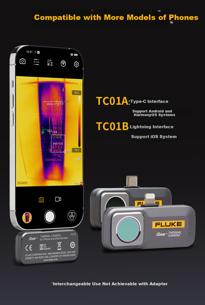FLUKE TC01A Smartphone Thermal Imager, Thermal Imaging Night Vision Device, Infrared Thermometer, High-Definition Thermal Imager 5