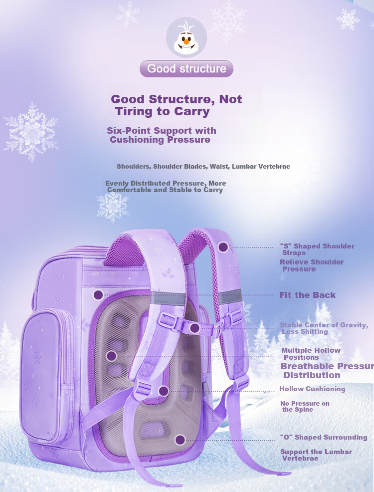 Disney Backpack for Primary School Students Grades 1-3, Spine-Protecting, Load-Reducing, Stylish Children's Backpack, Birthday Gift, Elsa Princess Gift Box 7