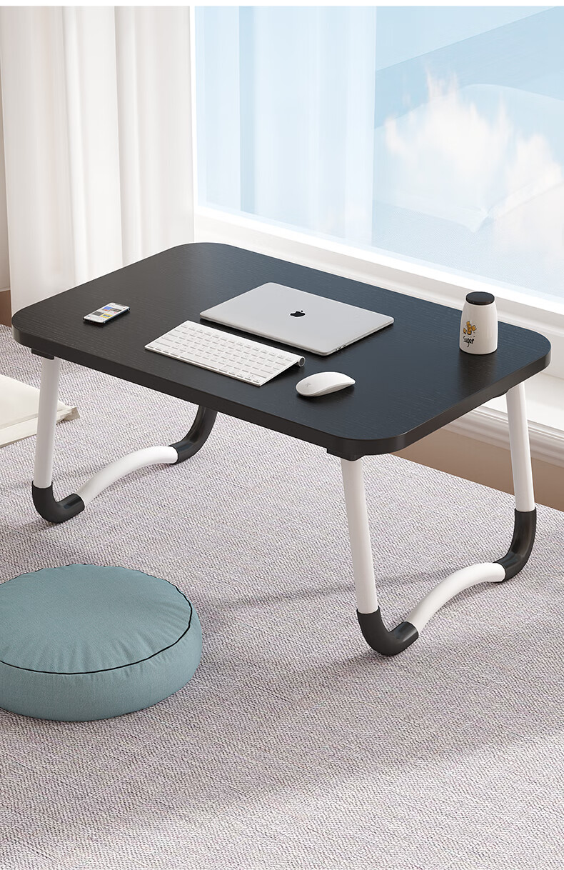 KULIN Solid Wood Folding Laptop Desk Bed Table Student Dormitory Study Table Small Notebook Table Dark Walnut 60*40 3