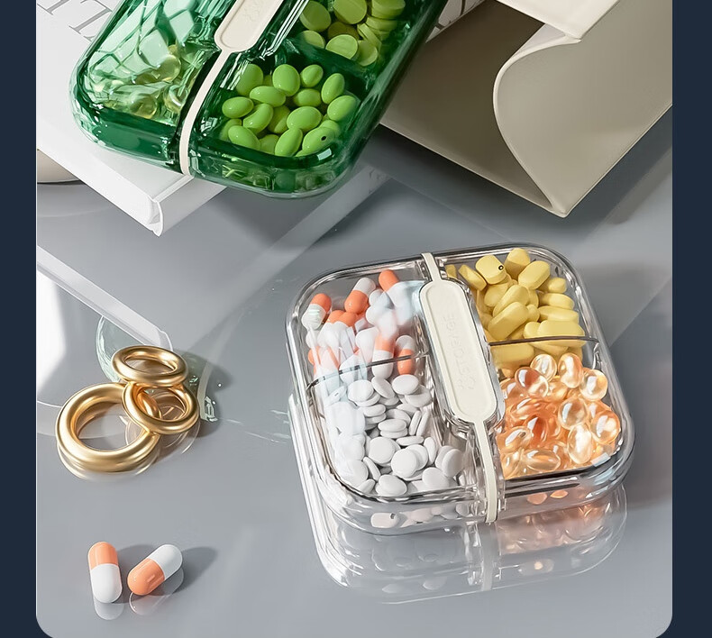 Baiyite Portable Personal Lightproof Weekly Pill Organizer Seven-Day Travel Storage Box Large Capacity Medicine Dispenser 13
