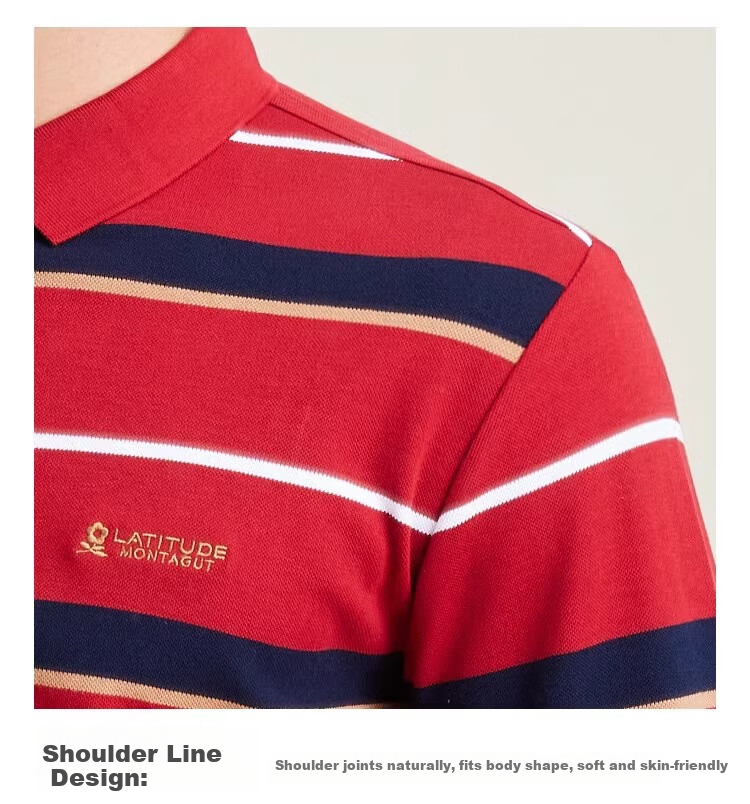 MONTAGUT Men's Long Sleeve Polo Shirt Spring Autumn Pure Cotton Skin-friendly Collar Lightweight Comfortable Breathable T-shirt Navy Blue L(50) 7